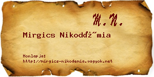 Mirgics Nikodémia névjegykártya